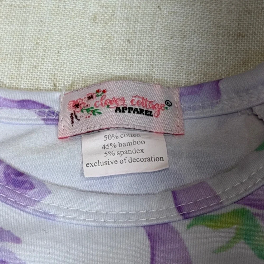 Clover Cottage Apparel Baby Gown 0-3M Purple Rose Ribbon Bamboo Ruffle Sleepwear